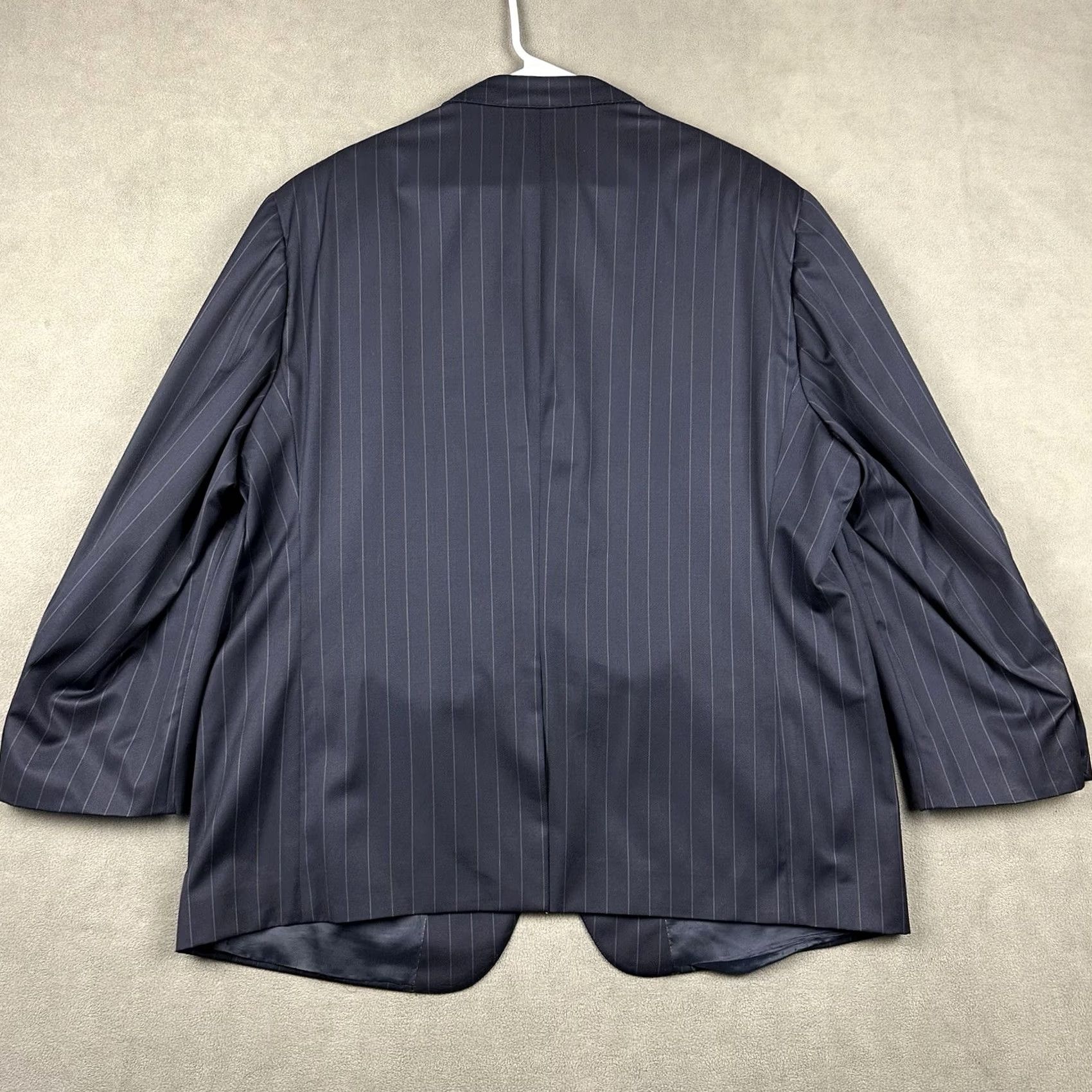 Vintage Samuelsohn Loro Piana Blazer Navy Blue Striped Wool Super 120’s SB Greenwic 48R Size 48R - 2 Thumbnail