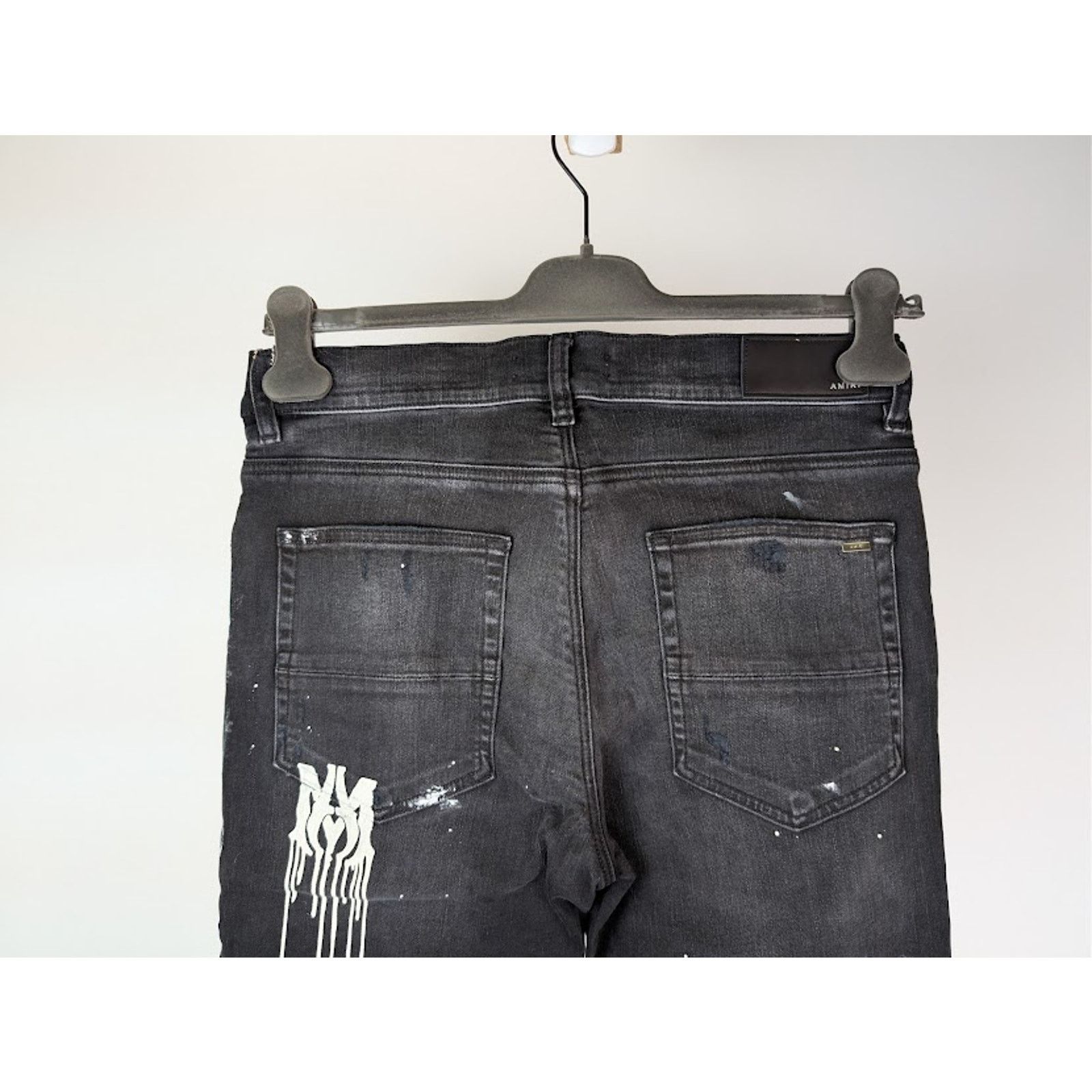 Amiri o1rshd1 MA Drip Skinny Denim Jeans in Aged Black Size US 31 - 13 Thumbnail