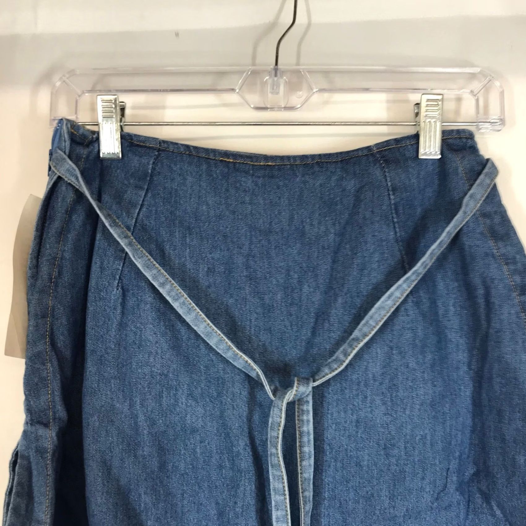 Denime VINTAGE True Blue Denim Skirt Tie Waist Pockets Mini A-Line Women Midi Blue Size 3/4 Size 26" / US 2 / IT 38 - 5 Thumbnail