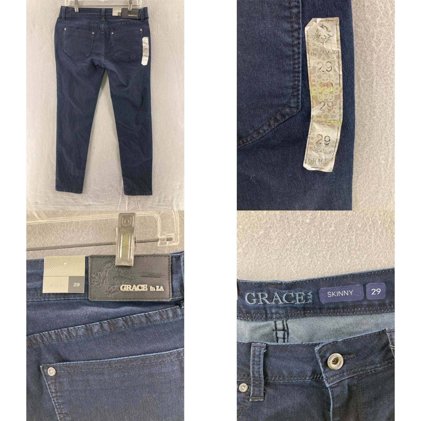 Grace in LA Grace In LA Bootcut Jeans Women 29x30 Blue Low Rise Stretch Denim with Embroidery and Rhinestones Size 29" - 8 Thumbnail