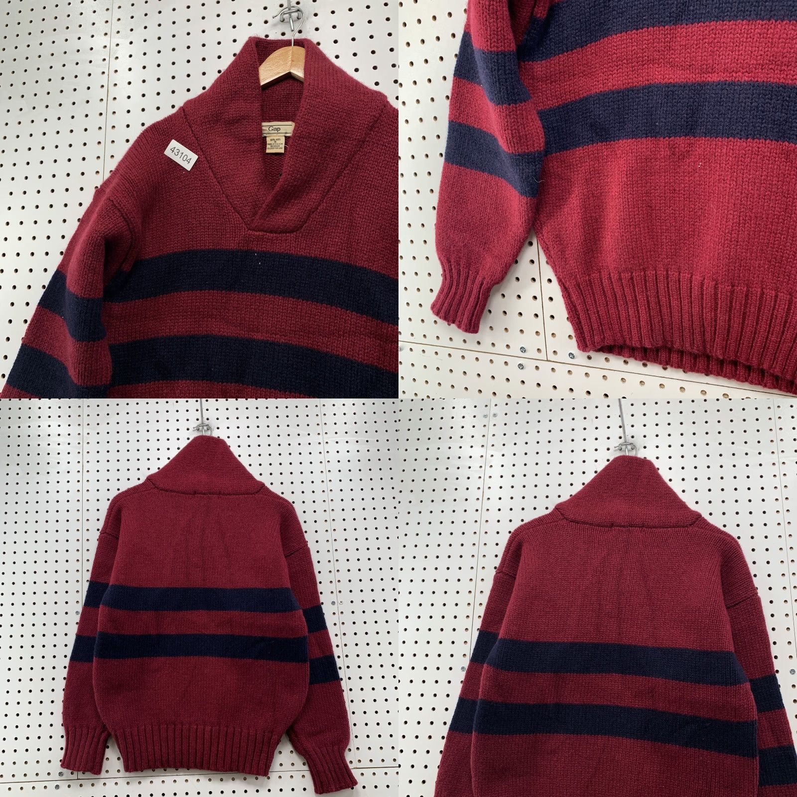Gap VINTAGE 80s Gap Sweater Mens Small Knit Pullover Shawl Collar Red Casual Winter Size US S / EU 44-46 / 1 - 8 Thumbnail