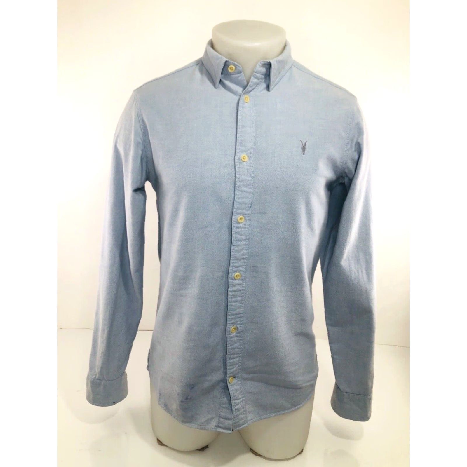 Allsaints ALLSAINTS Embroidered Logo Mens XS Shirt - FLAW Blue, Button-Up, Long Sleeve, Regular, Embroidered Logo, 90s? Size US XS / EU 42 / 0 - 2 Thumbnail