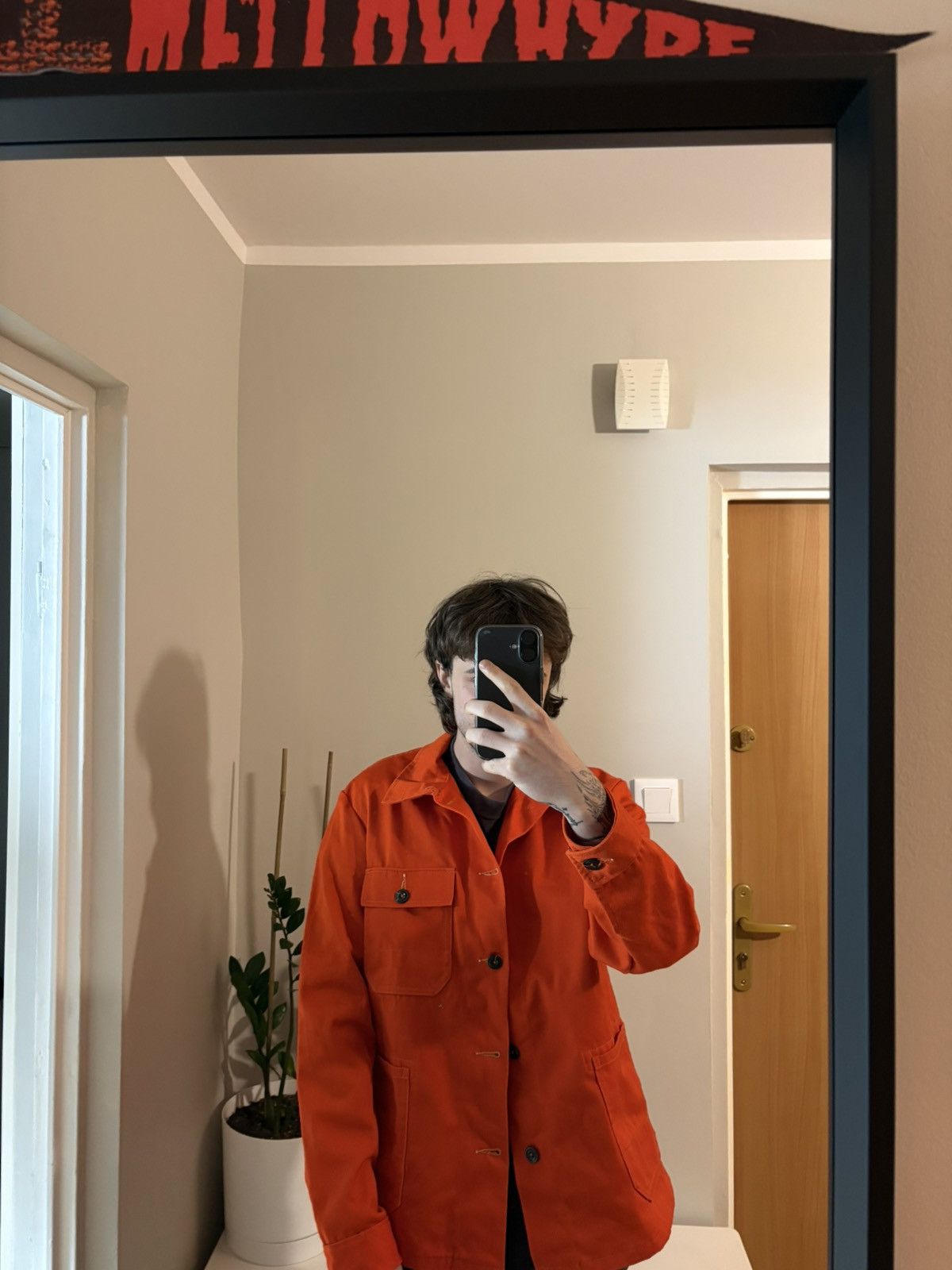 Le Laboureur 70s vintage French chore coat jacket orange miner road work Size US M / EU 48-50 / 2 - 6 Thumbnail