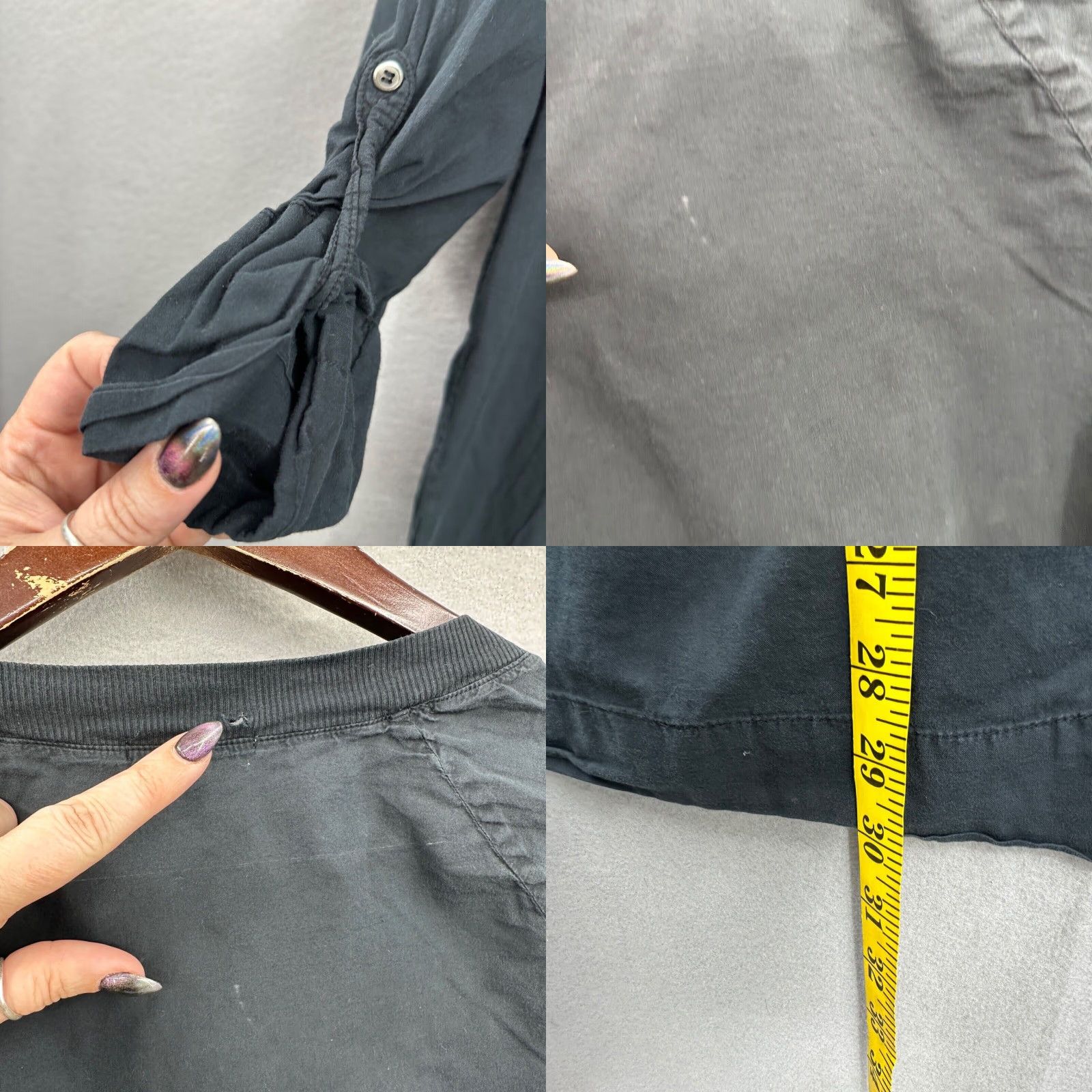 James Perse James Perse Blouse Womens M Black Roll Tab Sleeve Long Minimalist Quiet Luxury Pockets Size M / US 6-8 / IT 42-44 - 8 Thumbnail