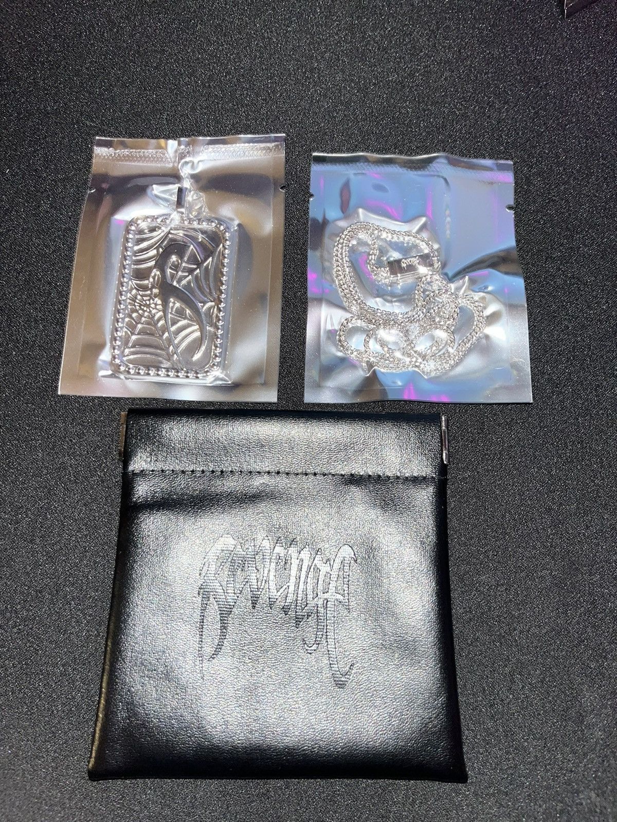 image of Revenge .925 Silver Spider Web Dog Tag Chain, Men's