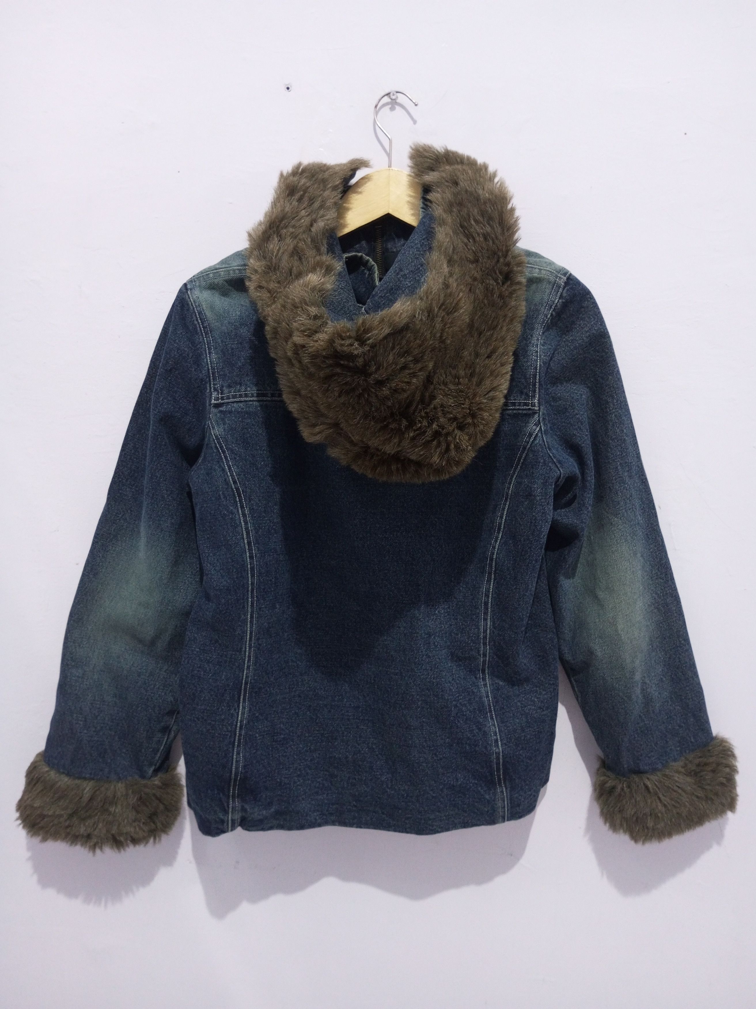 If Six Was Nine Vintage m-o-t-o denim jacket faux fur hoodie Size US M / EU 48-50 / 2 - 2 Thumbnail