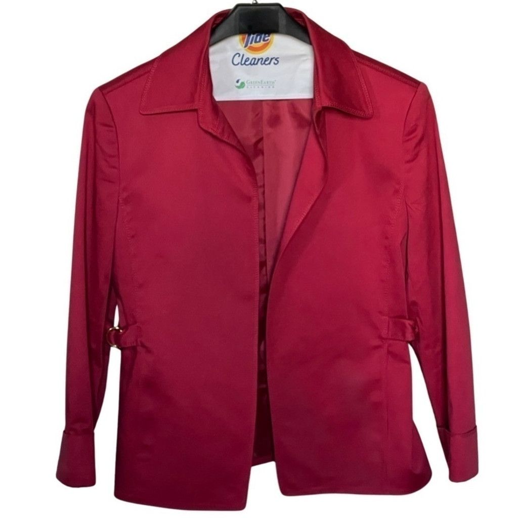 Anne Klein Anne KLEIN Red Jacket w/ Gold Ring Belt Accent. Size M / US 6-8 / IT 42-44 - 3 Thumbnail
