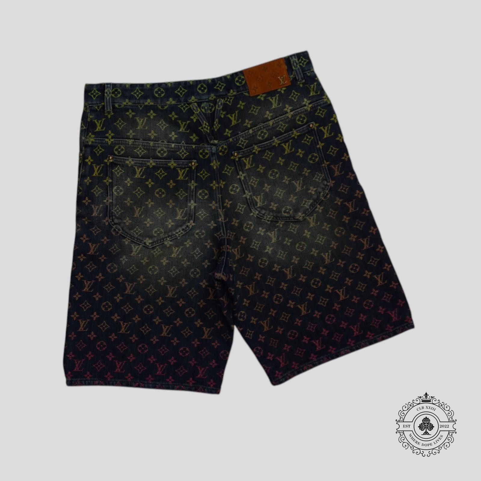 Louis Vuitton Louis Vuitton Rainbow Monogram Denim Shorts in Dark Wash Size US 34 / EU 50 - 5 Thumbnail