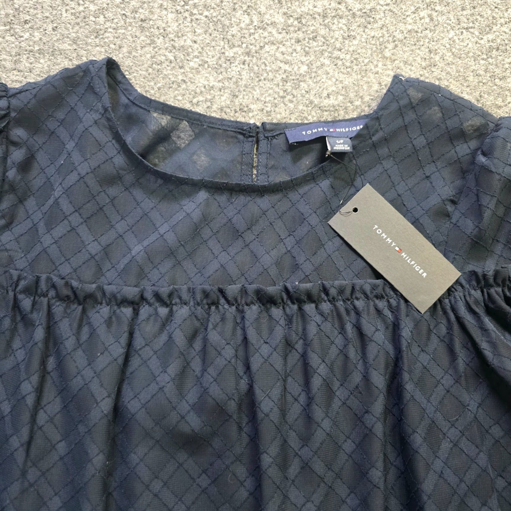 Tommy Hilfiger Tommy Hilfiger Top Women Size Small Blue Plaid Sheer Lined Tiered Casual Balloon Sleeve Round Neck Pullover Regular Women’s Shirt Size S / US 4 / IT 40 - 3 Thumbnail