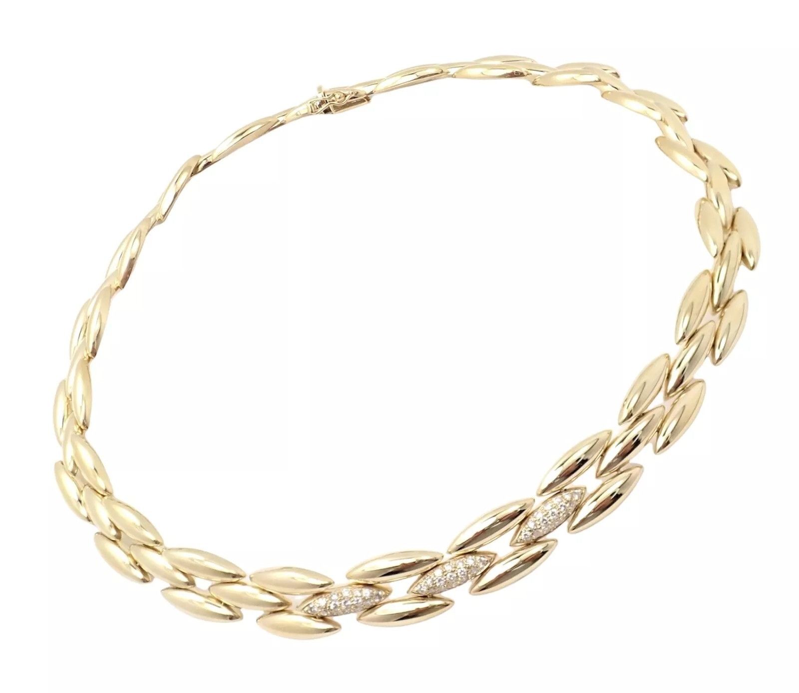Cartier Cartier 18k Diamond Three Row Gentiane Rice Link Necklace Size ONE SIZE - 12 Thumbnail