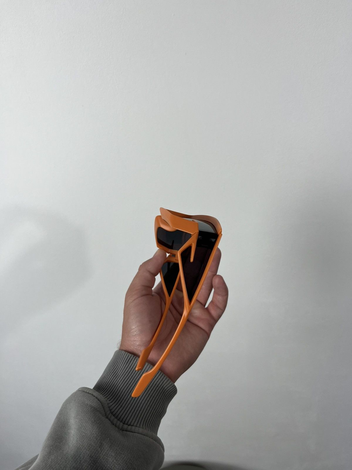 Japanese Brand × Vintage Y2K Futuristic Techwear Orange Shield Sunglasses Black Lens Size ONE SIZE - 5 Thumbnail