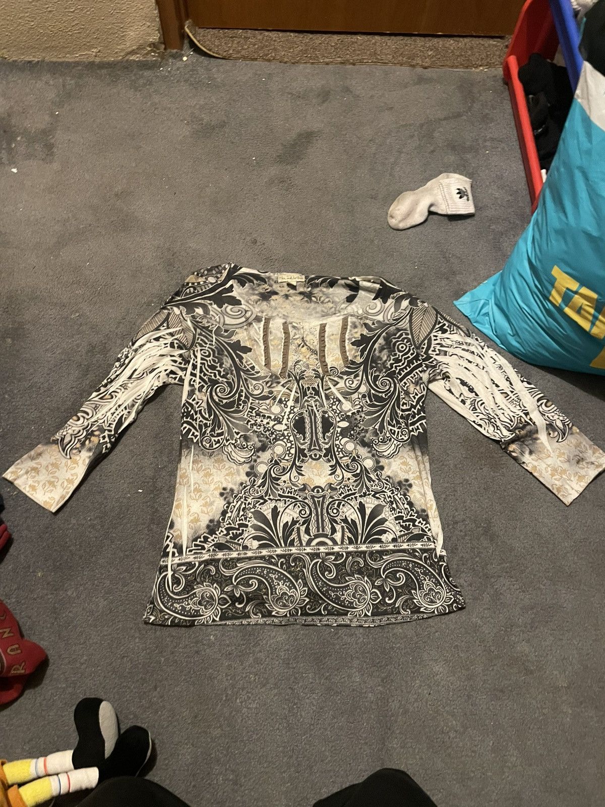 Designer × Vintage Sick women blouse with designs Size M / US 6-8 / IT 42-44 - 2 Thumbnail