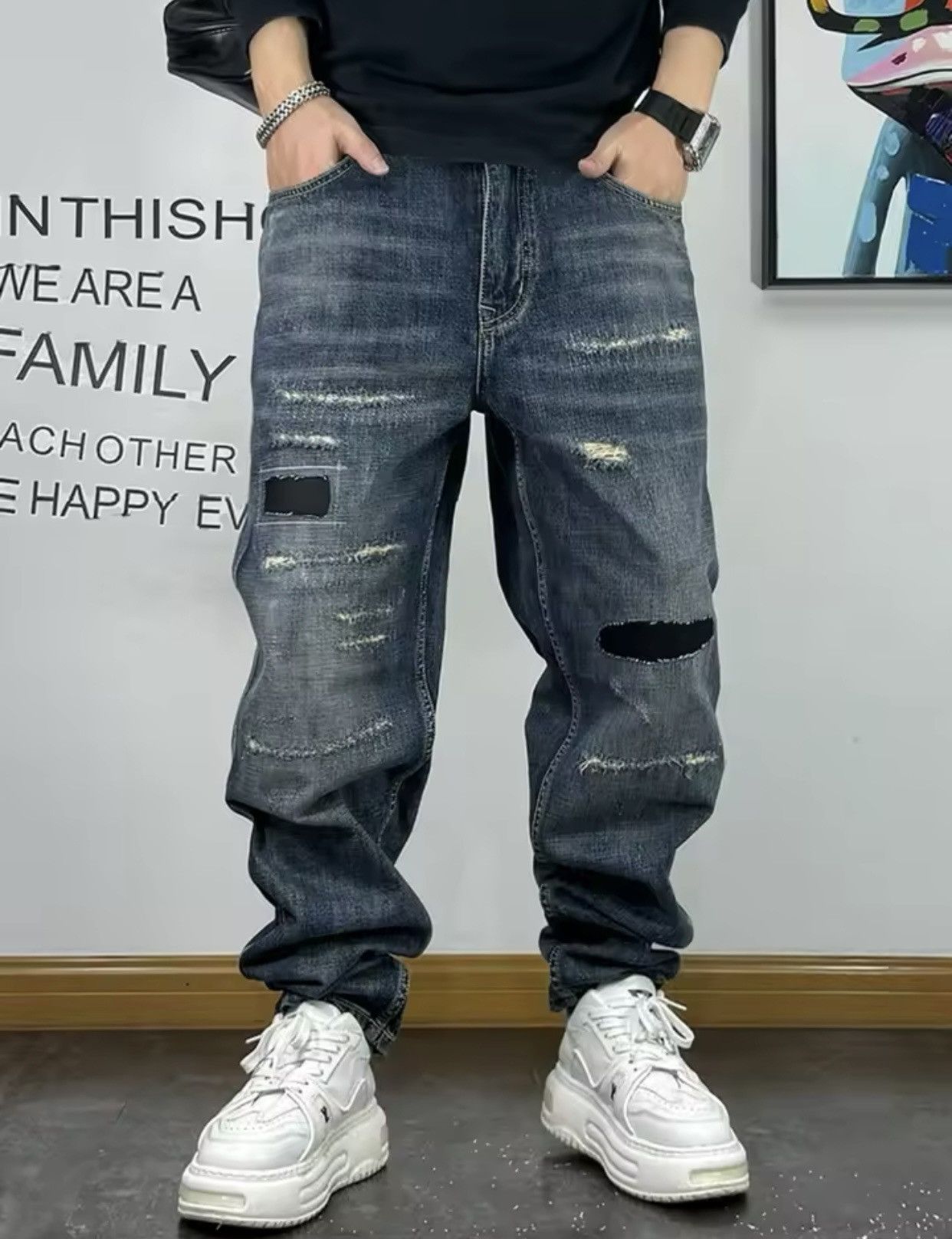 Denime × Vintage American High Quality Patch Ripped Jeans Size US 31 - 4 Thumbnail