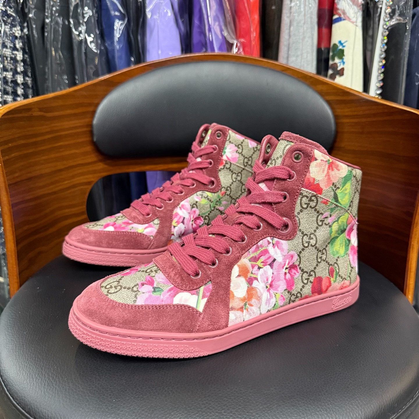 Gucci Gucci Floral Red Hitop Sneakers us_6 Women Size US 6 / IT 36 - 1 Thumbnail