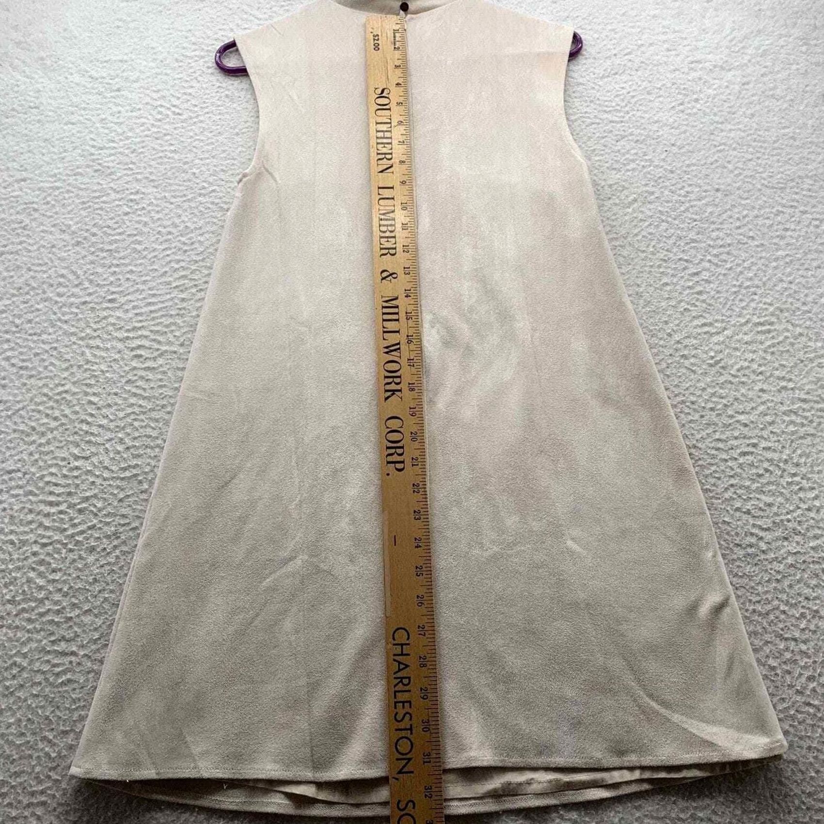 Vintage Free People Lenni Shift Dress Womens Small S Anthropologie Faux Suede Cream Size S / US 4 / IT 40 - 4 Thumbnail