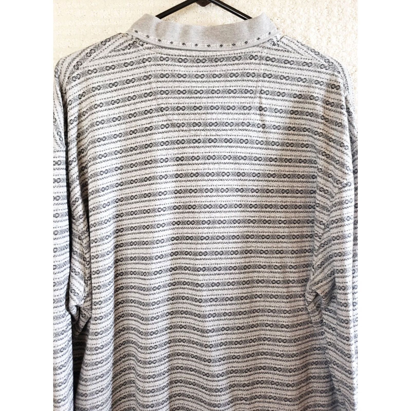 Vintage Robert Stock Men XL Golf Casual Shirt Long Sleeve Pullover Striped Geometric Pattern Size US XL / EU 56 / 4 - 6 Thumbnail