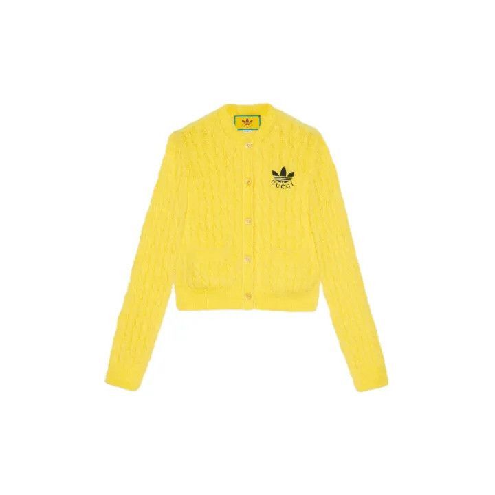 Gucci Gucci x Adidas Yellow Embroidered Knit Cardigan-2507 Size L / US 10 / IT 46 - 7 Thumbnail