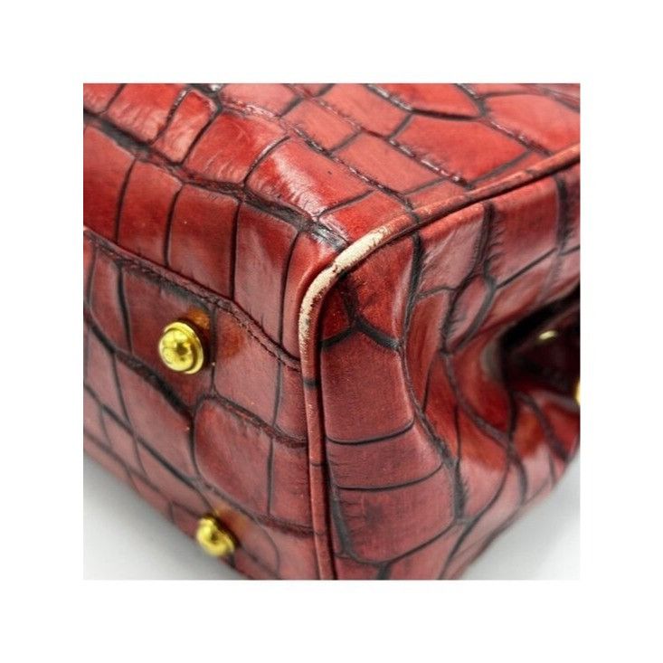 BRAHMIN Brahmin Elegant Crocodile-Embossed Red Leather Satchel Handb Size ONE SIZE - 8 Thumbnail