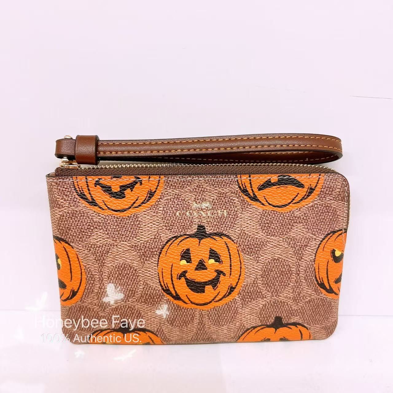 Coach Corner Zip Wristlet In Signature Canvas With Halloween Print Size ONE SIZE - 3 Thumbnail