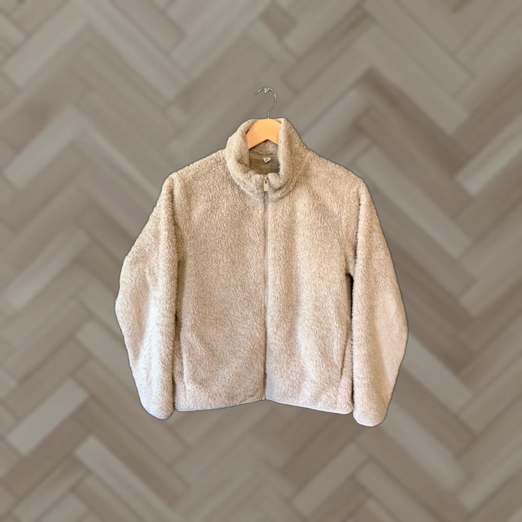 Uniqlo VINTAGE Uniqlo Jacket Womens Medium Beige Sherpa Fleece Zip Casual Soft Cozy Size M / US 6-8 / IT 42-44 - 1 Thumbnail