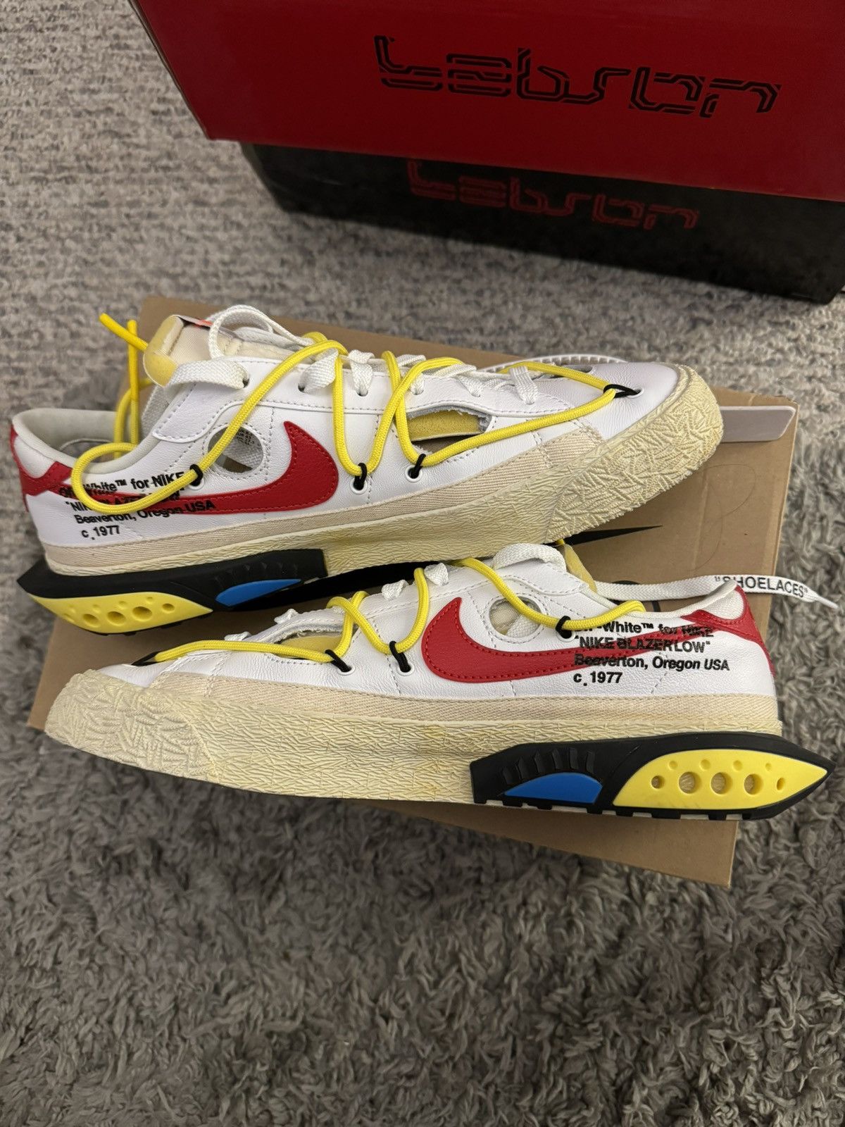 Nike × Off-White NIKE BLAZER LOW “OFF WHITE UNIVERSITY RED” Size US 9.5 / EU 42-43 - 1 Thumbnail