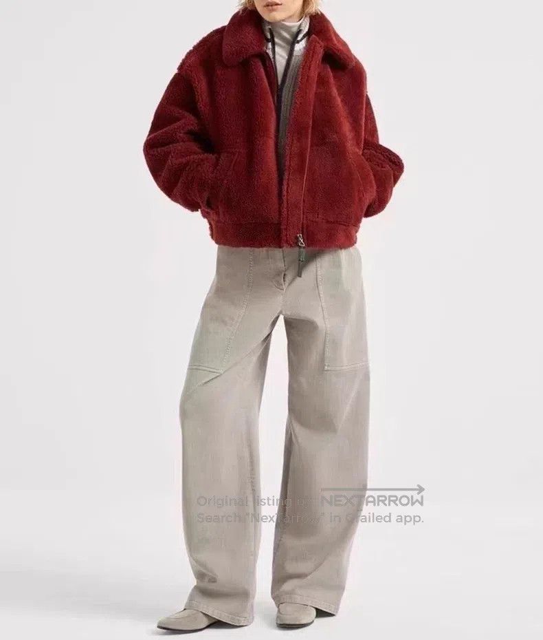Brunello Cucinelli Brunello Cucinelli Berry Red Beaded Accessory Fur Coat 202 Size XS / US 0-2 / IT 36-38 - 9 Thumbnail