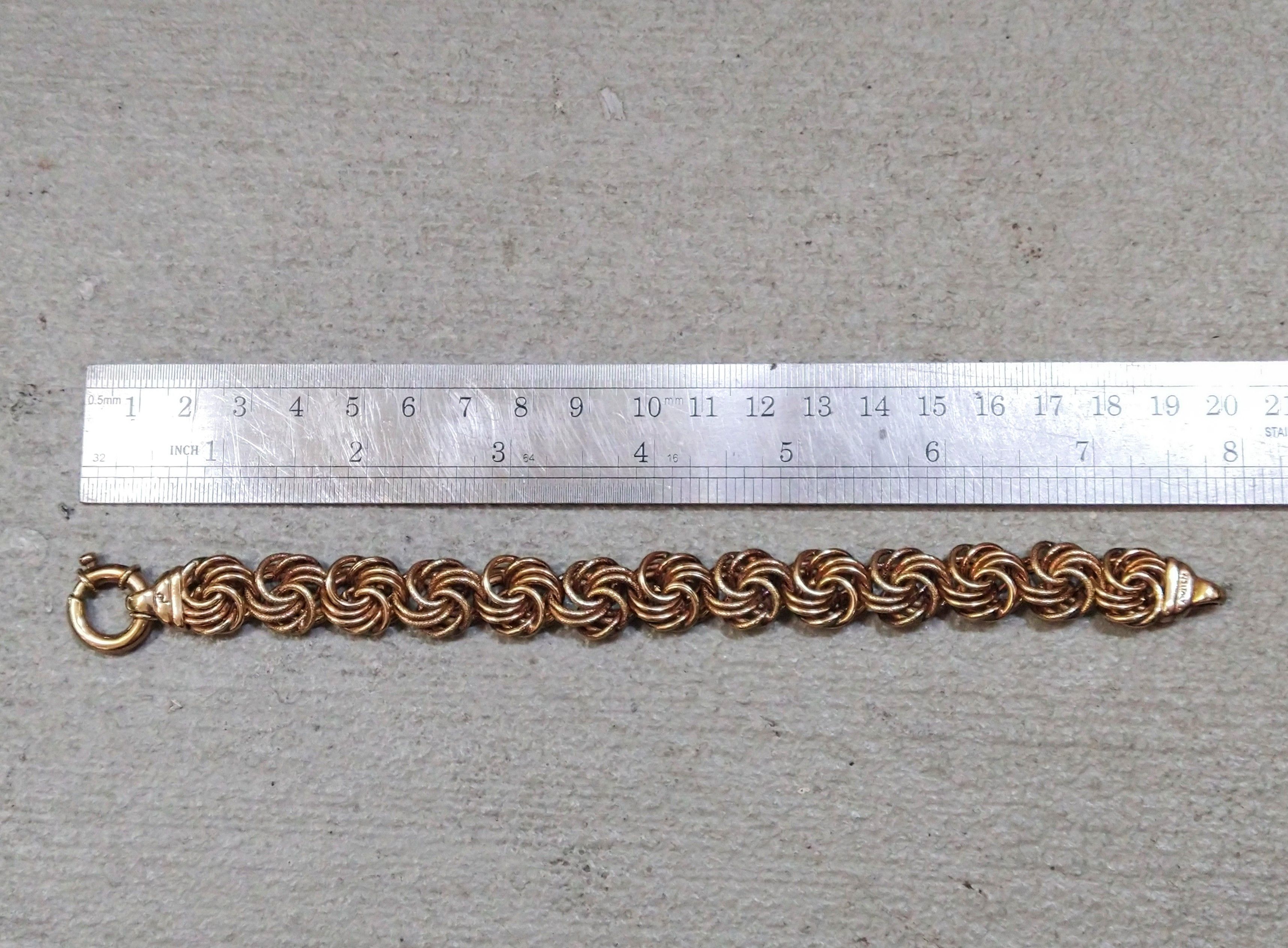 Jewelry Sterling Silver Bracelet Rosetta Link Chain Milor Italy 7.75 Size ONE SIZE - 10 Thumbnail