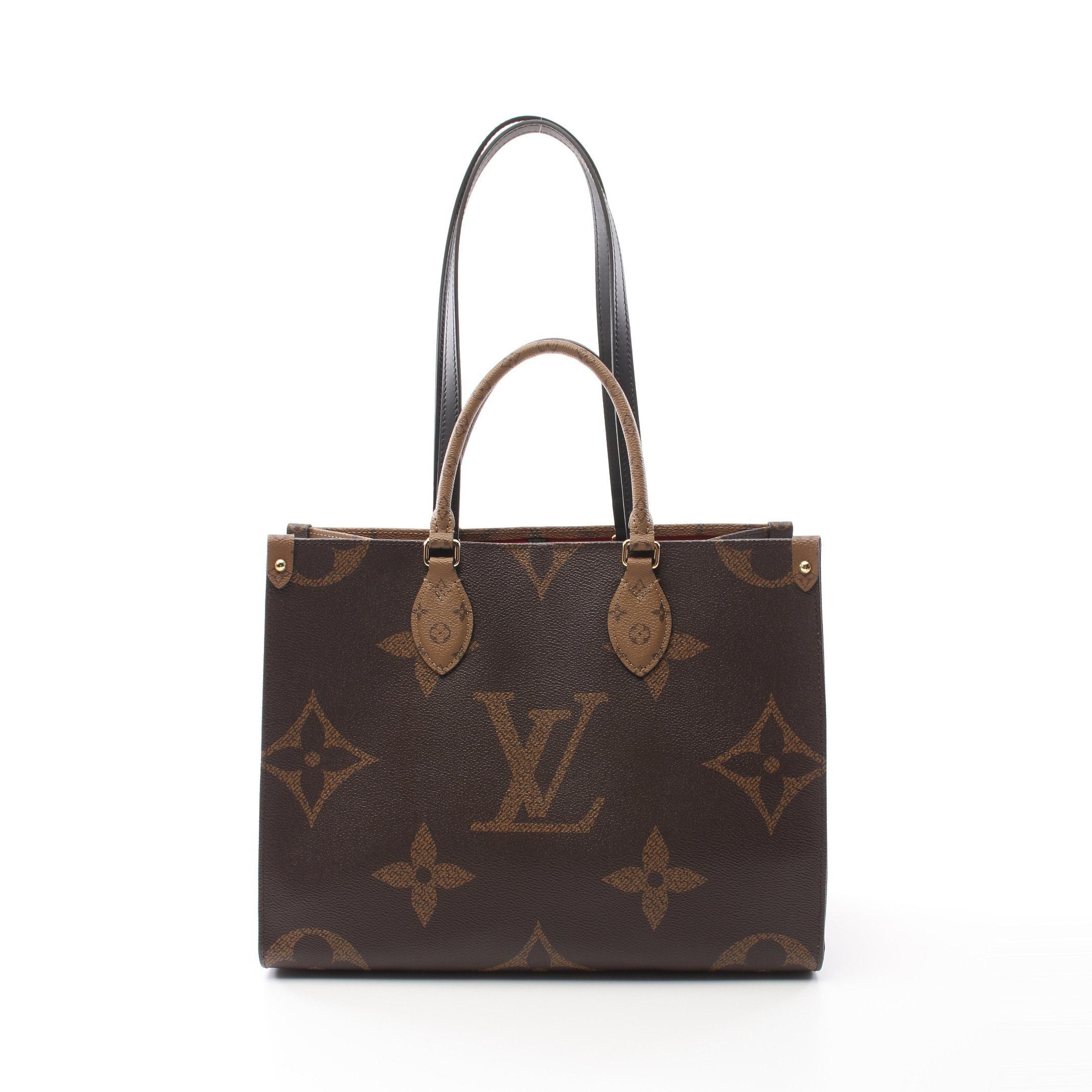 Louis Vuitton Louis Vuitton On-The-Go Mm Monogram Giant Reverse Shoulder Bag Tote Leather Brown Beige Size ONE SIZE - 1 Thumbnail