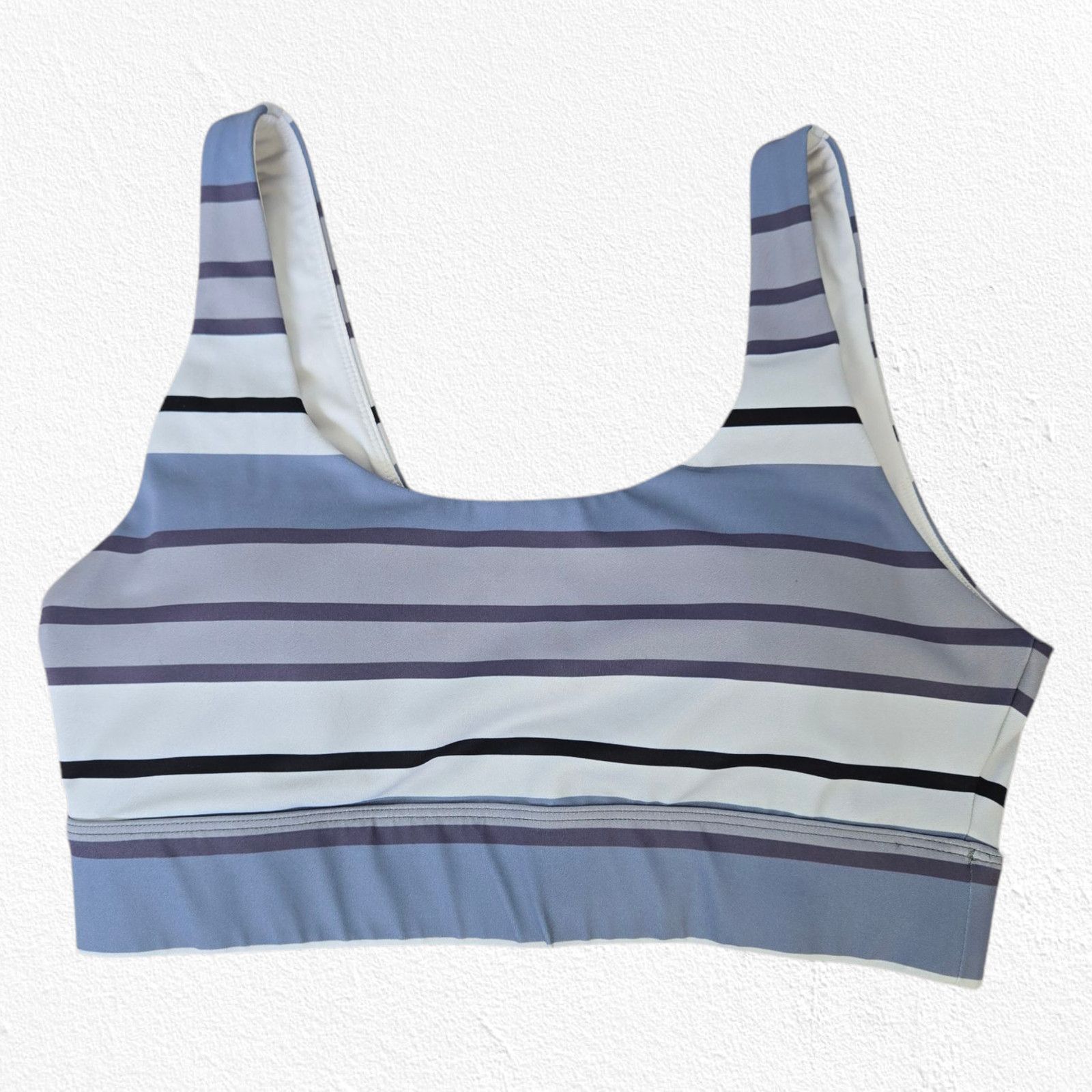 Other Purple White Striped Active Sports Bra Size Medium Size ONE SIZE - 2 Thumbnail