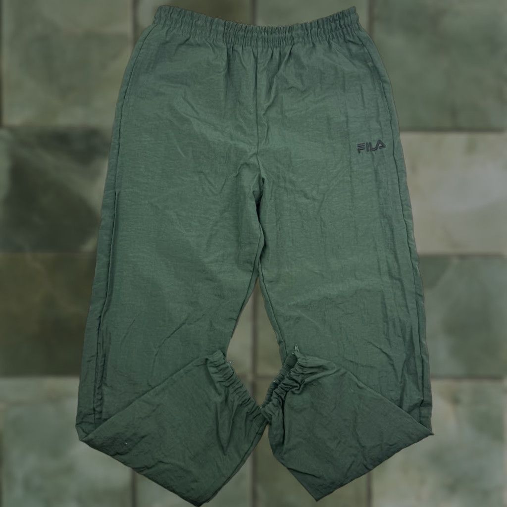 Fila VINTAGE FILA Track Pants Mens Medium Green 90s Logo Drawstring Pockets Elastic Waist 32in Inseam Size US 31 - 1 Thumbnail