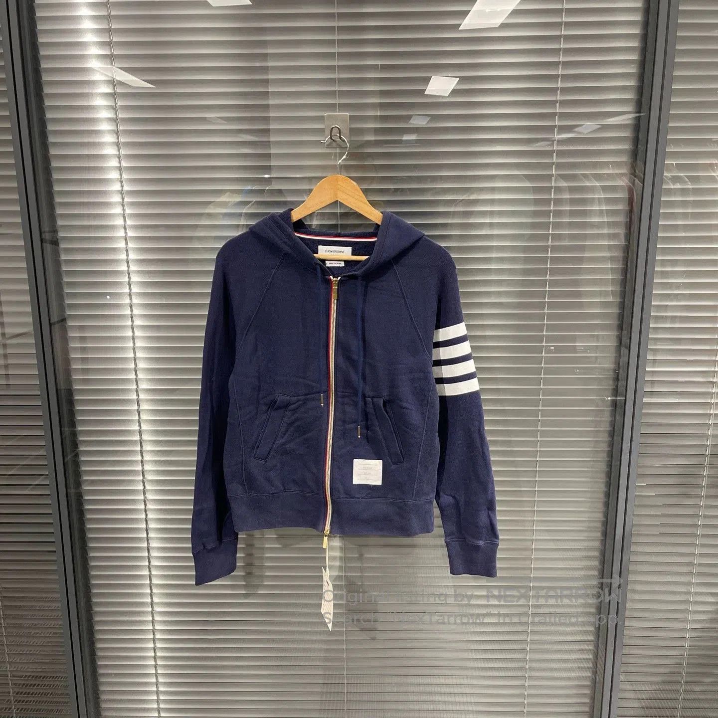 Thom Browne Blue Zip-Up Hooded Sweatshirt. Size US S / EU 44-46 / 1 - 1 Thumbnail