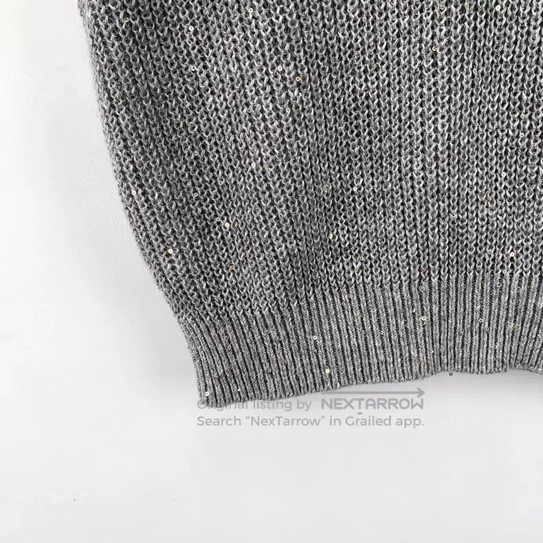 Brunello Cucinelli Brunello Cucinelli Gray Sequined Linen V-neck Sleeveless K Size M / US 6-8 / IT 42-44 - 4 Thumbnail