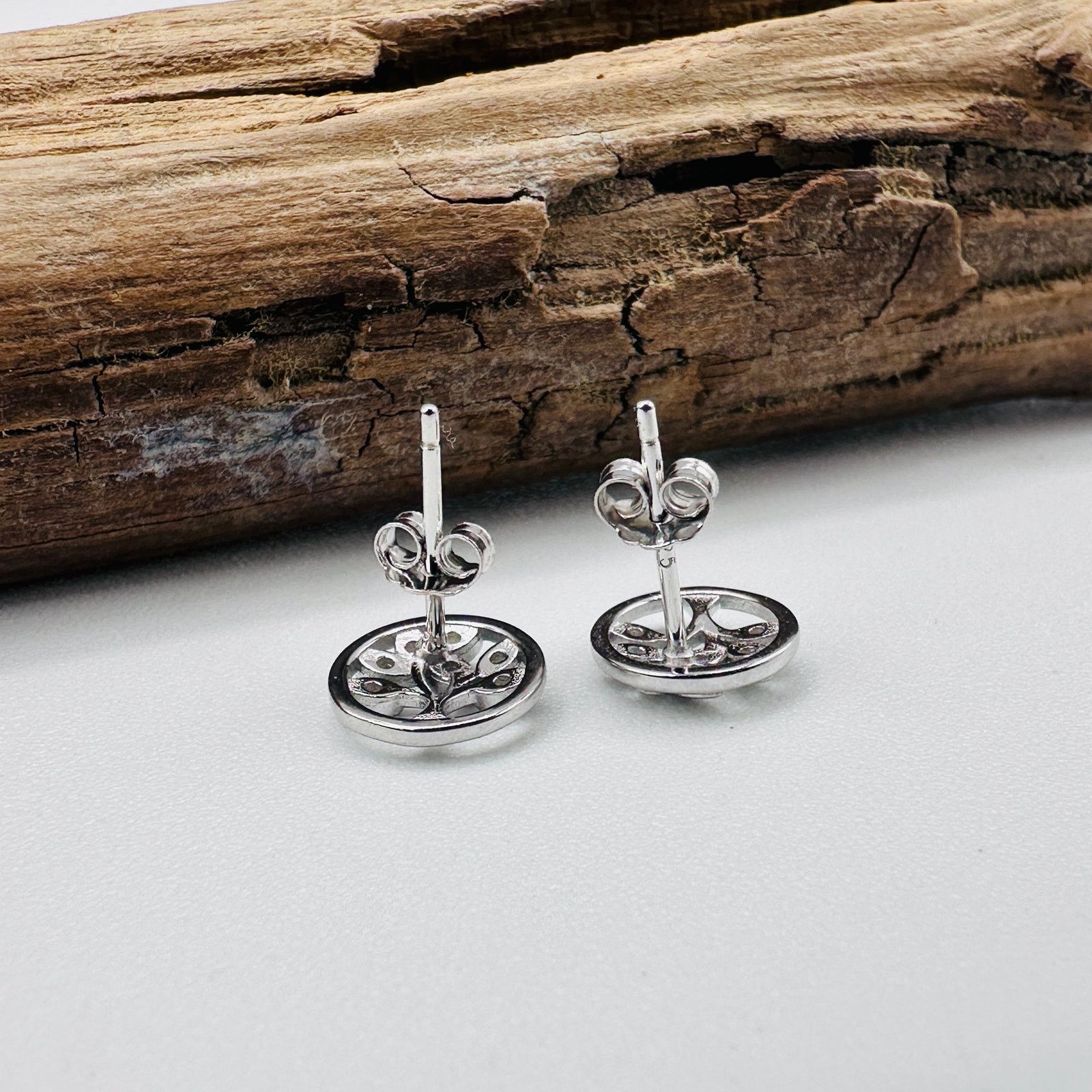The Unbranded Brand Tree Of Life Sterling Silver CZ Stud Earrings Size ONE SIZE - 5 Thumbnail