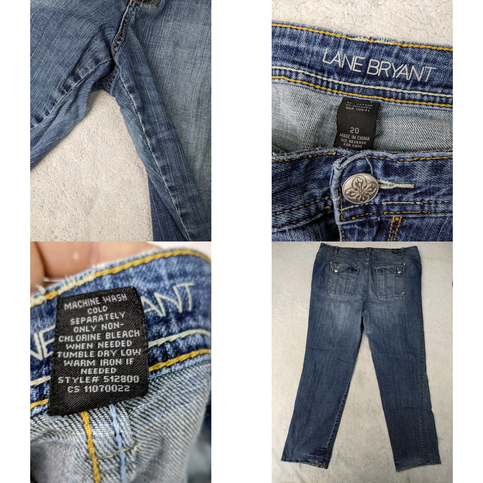 Vintage Lane Bryant Women Jeans 20 Blue High Rise Tapered Distressed 5 Pocket Med Wash Denim 32in Inseam Womens Size 28" / US 6 / IT 42 - 8 Thumbnail