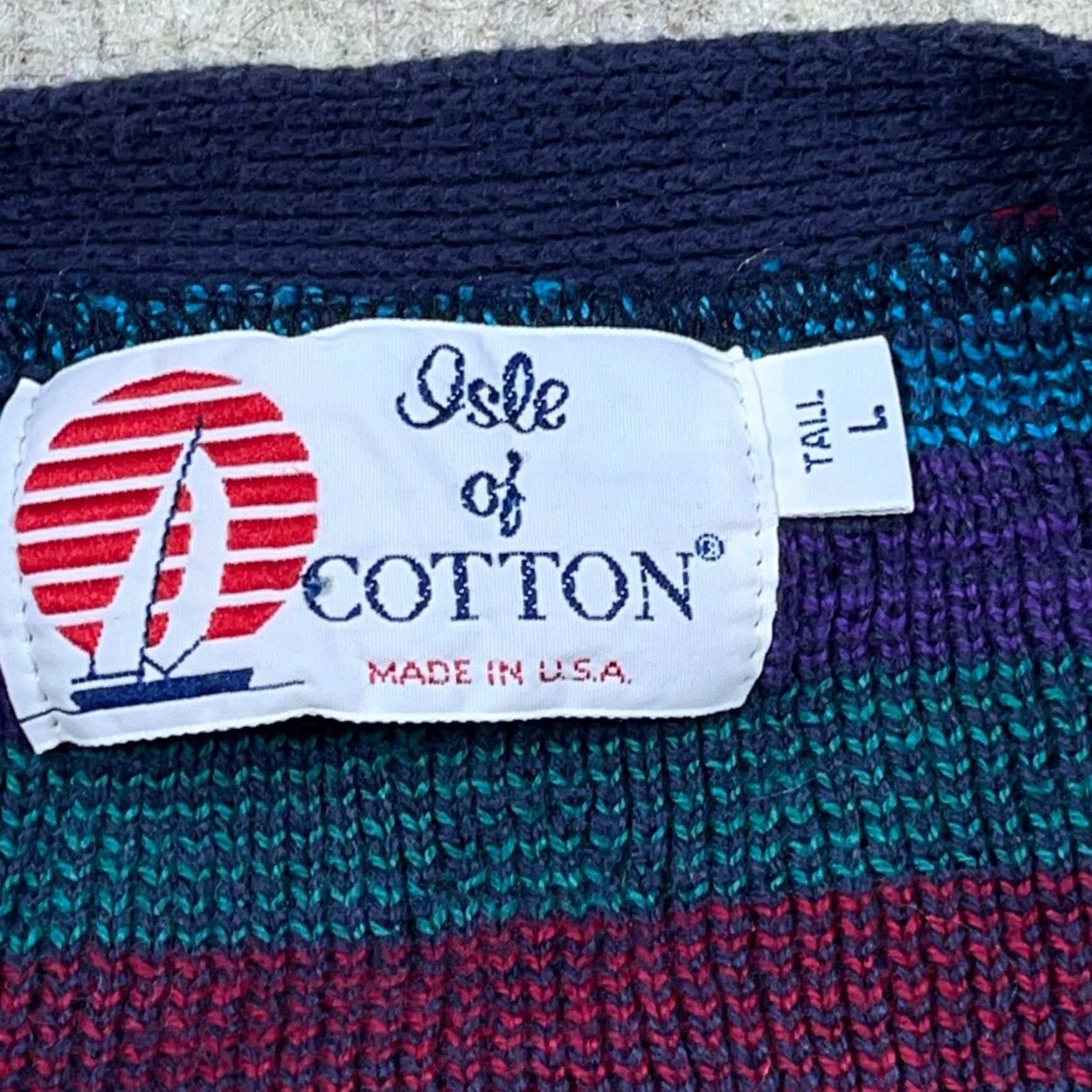 Vintage VINTAGE Isle Of Cotton Cardigan Sweater Men Large Blue Geometric Grandpa USA Cardigan Knit: 90s Modern Preppy American 80s Size US L / EU 52-54 / 3 - 5 Thumbnail