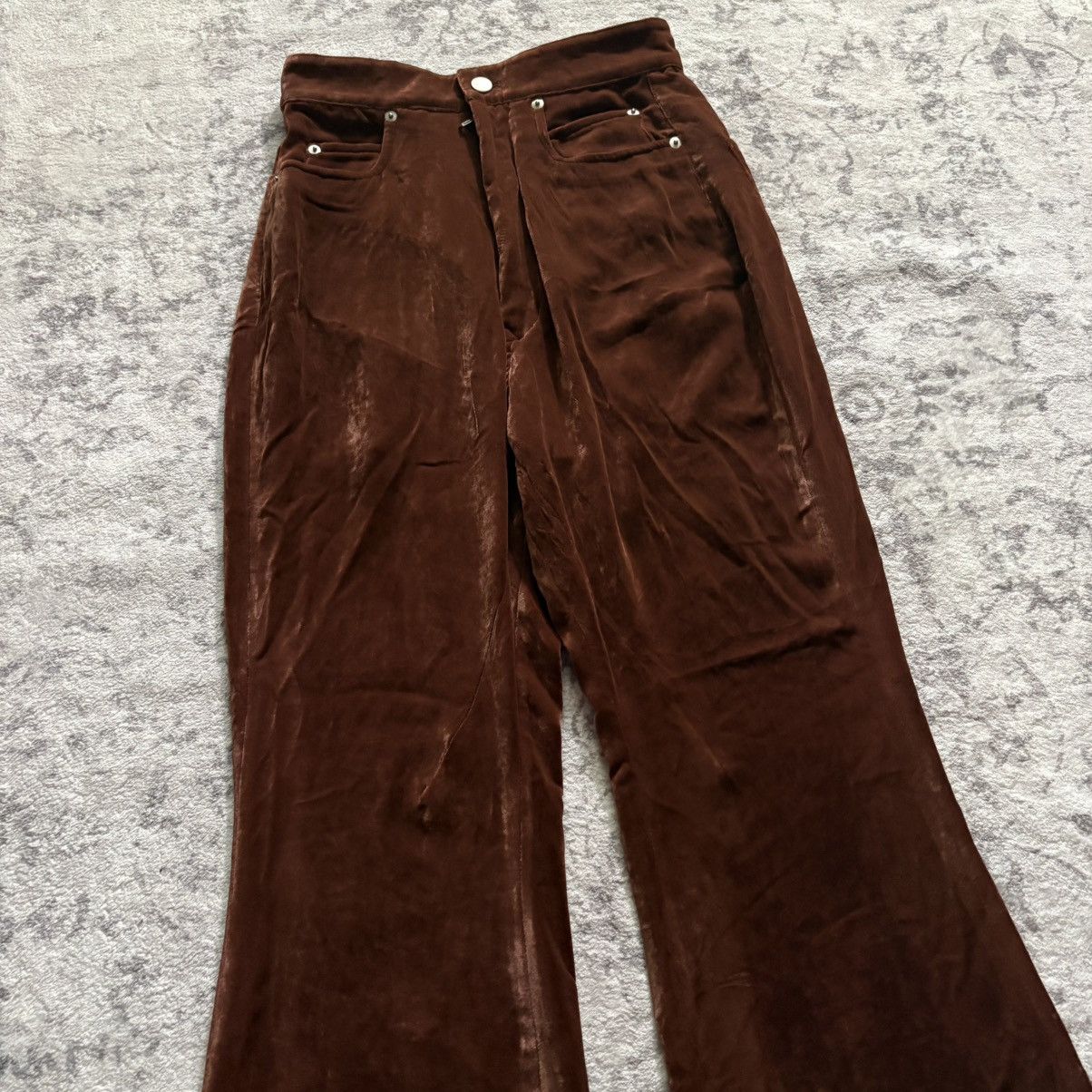 Rick Owens Rick Owens FW22 Velvet Bolan Bootcut Pants Brown | Size 25 Size US 26 / EU 42 - 3 Thumbnail