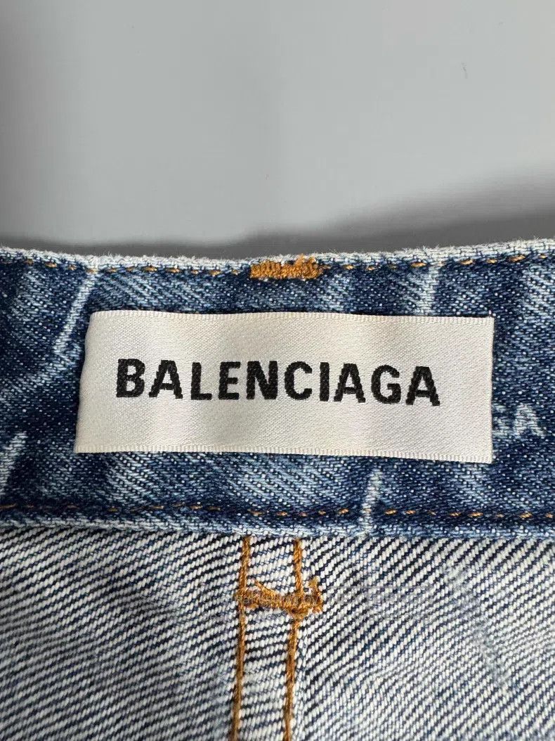 Balenciaga Balenciaga All-over logo denim short skirt Size 33" - 3 Thumbnail