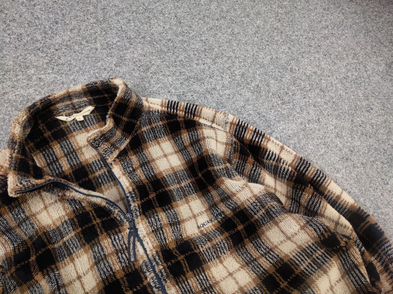 Aquascutum Vintage Aquascutum Zip-Up fleece brown check Sherpa jacket Size US L / EU 52-54 / 3 - 8 Thumbnail