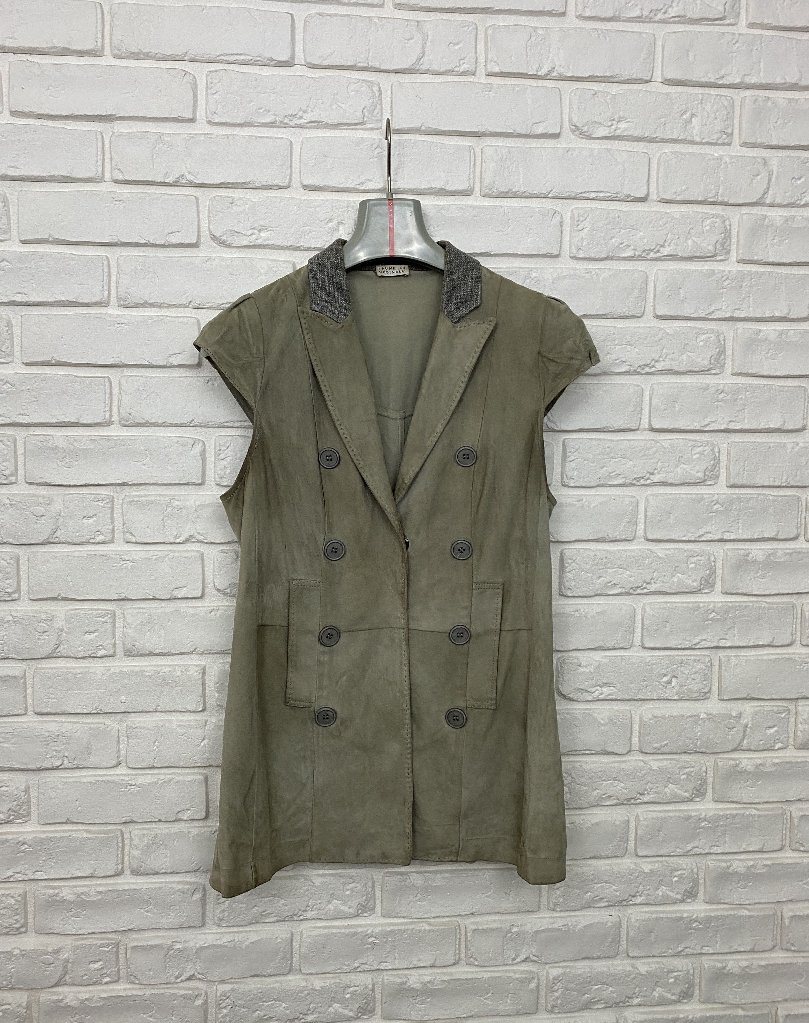 Brunello Cucinelli Brunello Cucinelli Suede Leather Short Sleeve Jacket Vest 44 Size M / US 6-8 / IT 42-44 - 2 Thumbnail