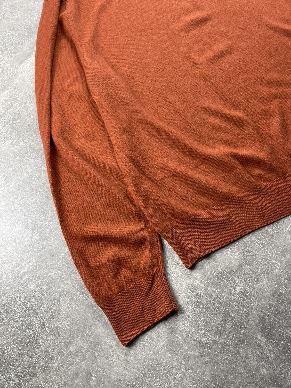 Brioni Brioni 100%Cashmere Luxury V-Neck Knit Orange Sweater Brown Size US L / EU 52-54 / 3 - 8 Thumbnail
