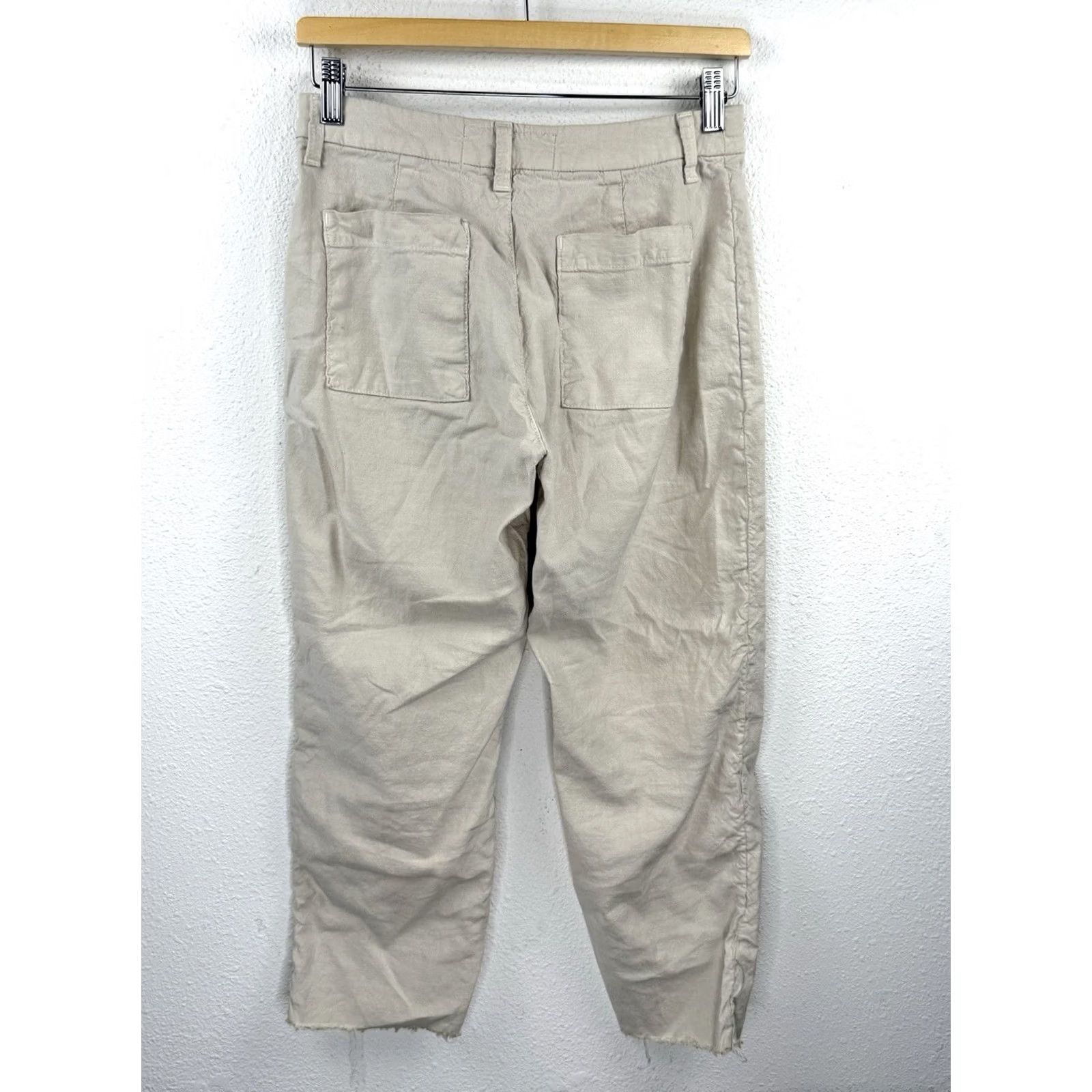 Frank & Eileen VINTAGE Frank & Eileen Kinsale Pants Womens 2 Beige Cotton Flax Cropped Raw Hem Pocket Size 26" / US 2 / IT 38 - 8 Thumbnail