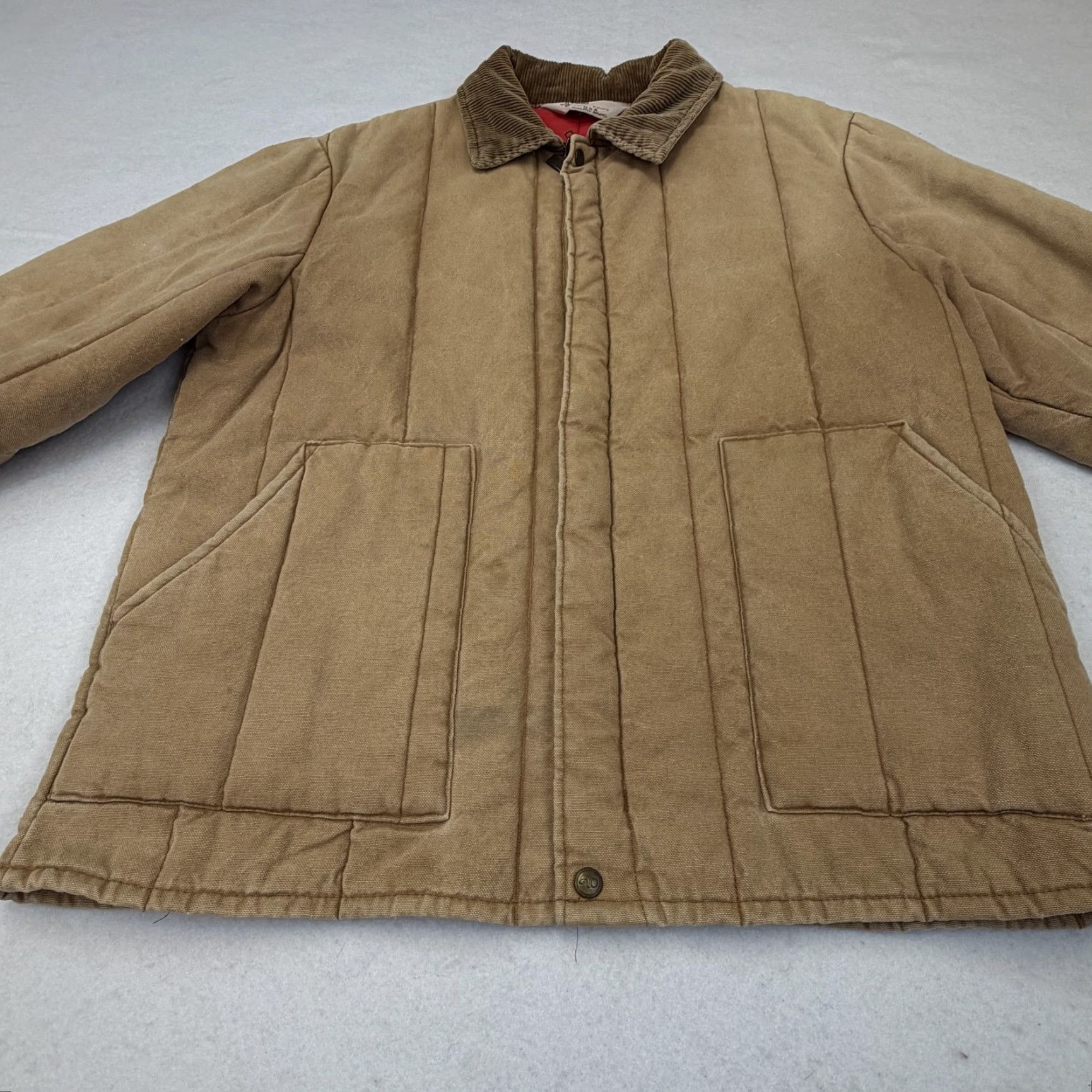 Walls VINTAGE Walls Blizzard-Pruf Jacket Mens XL Beige Canvas Quilted Lined USA Full Zip Insulated Pockets Collared Cotton Solid 70s 80s Mens Size US XL / EU 56 / 4 - 5 Thumbnail