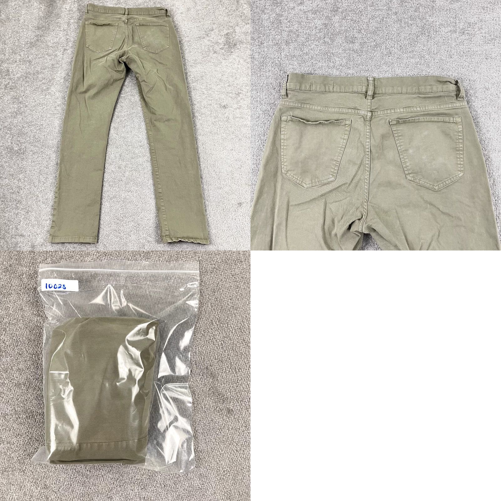 Olive FLINT & TINDER Pants Mens 31x31 Slim Fit Washed Olive Green Chino Casual Travel Size US 31 - 8 Thumbnail