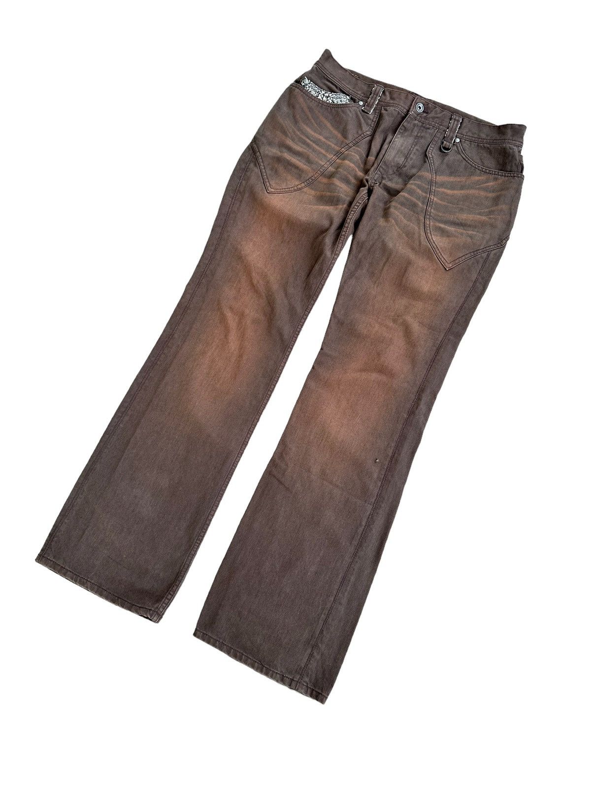 If Six Was Nine Insane Vintage Japanese Brand Flare Jeans With Snake Skins Size US 34 / EU 50 - 2 Thumbnail