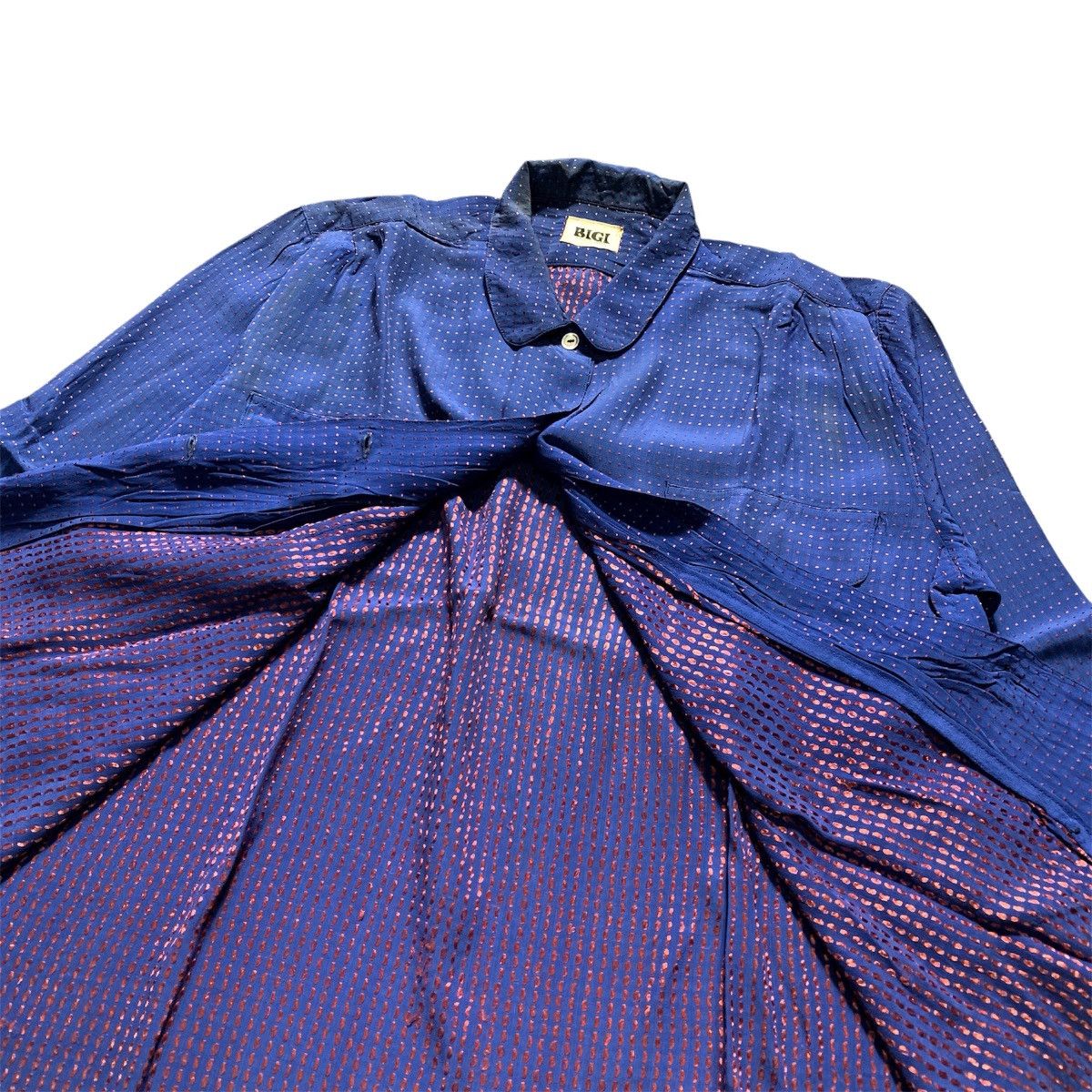 BIGI Vtg 80s Bigi Shirt Blue Polka Double Pocket Shirt Size L / US 10 / IT 46 - 8 Thumbnail