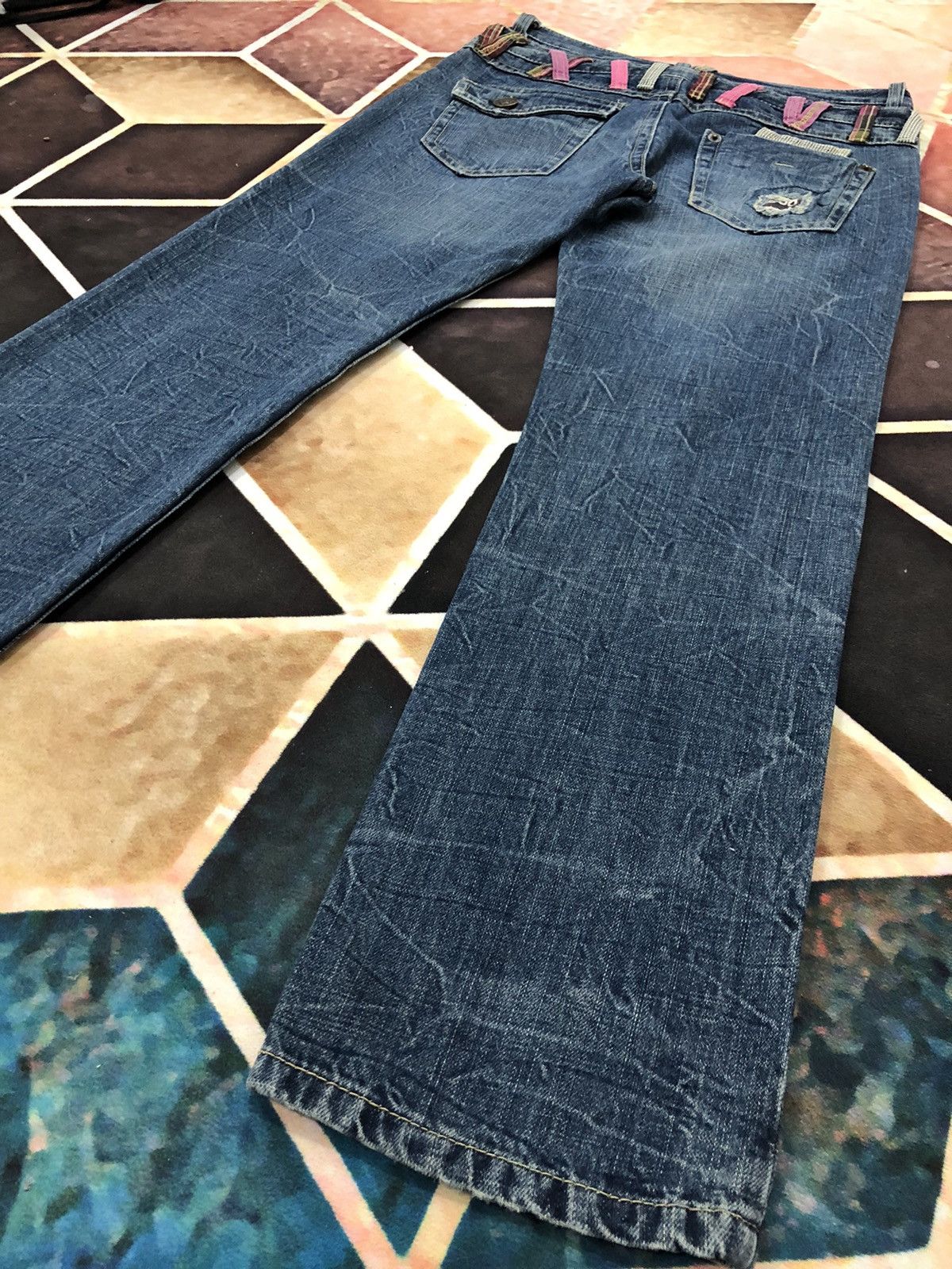 Japanese Brand × Seditionaries Vintage Colza Double Waist Distressed Faded Blue Jeans Size US 31 - 13 Thumbnail
