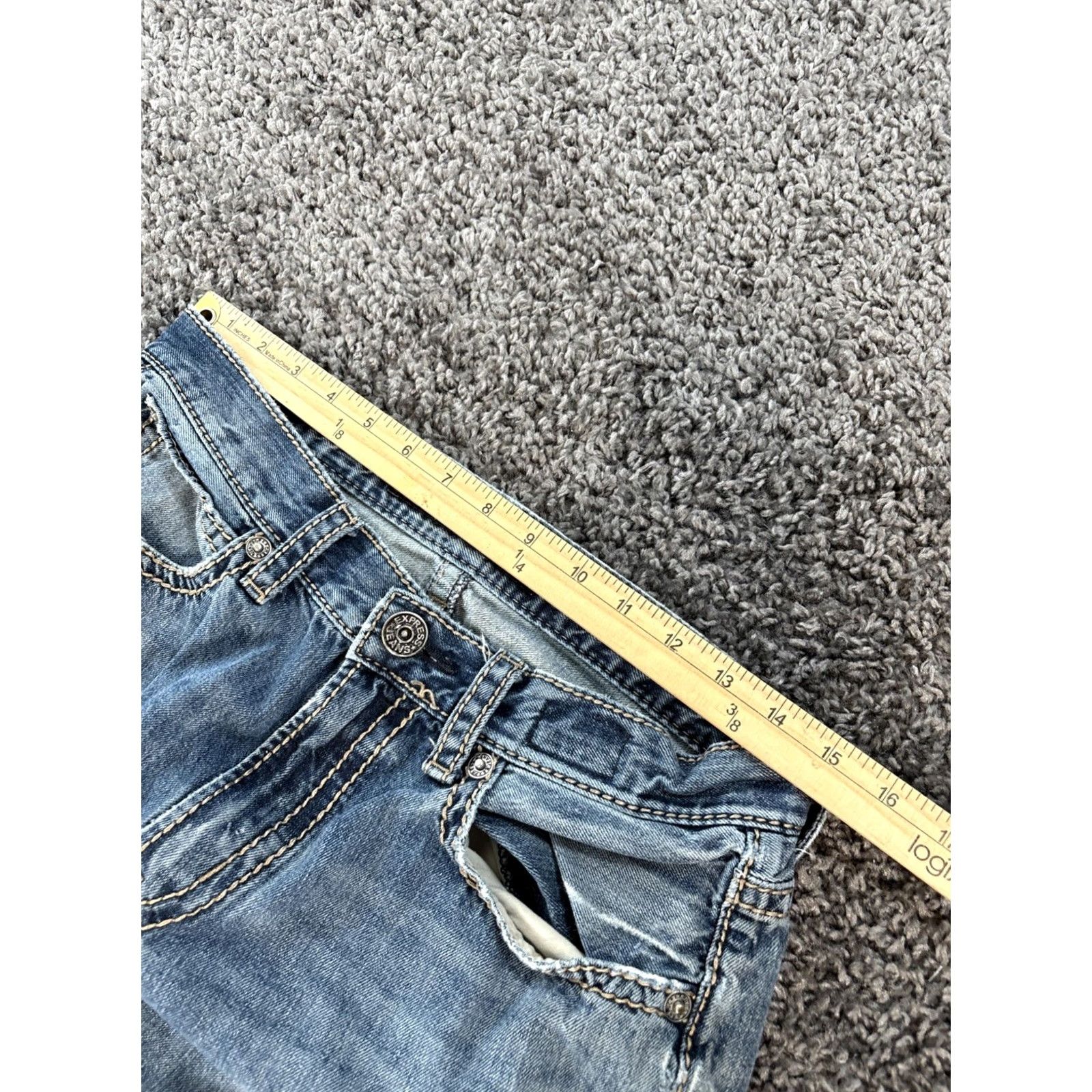 Express VINTAGE Express Jeans Mens 30x29 Bootcut Distressed Blue Denim 90s Grunge Mens Size US 30 / EU 46 - 4 Thumbnail