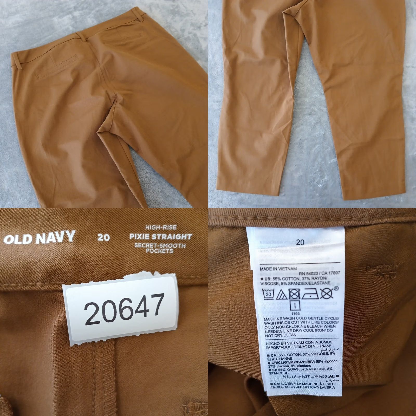Old Navy Old Navy Pixie Ankle Pants Womens Size 20 Brown Pockets 41x26.5 High Rise Straight Leg Front Flat Front Regular Rise Cotton Blend Casual Pants Girls? Size 42" / US 20 - 8 Thumbnail