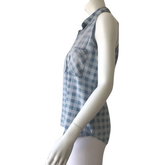 Anthropologie Cloth & Stone Sleeveless Checkered Button-Down Shirt Size S / US 4 / IT 40 - 3 Thumbnail