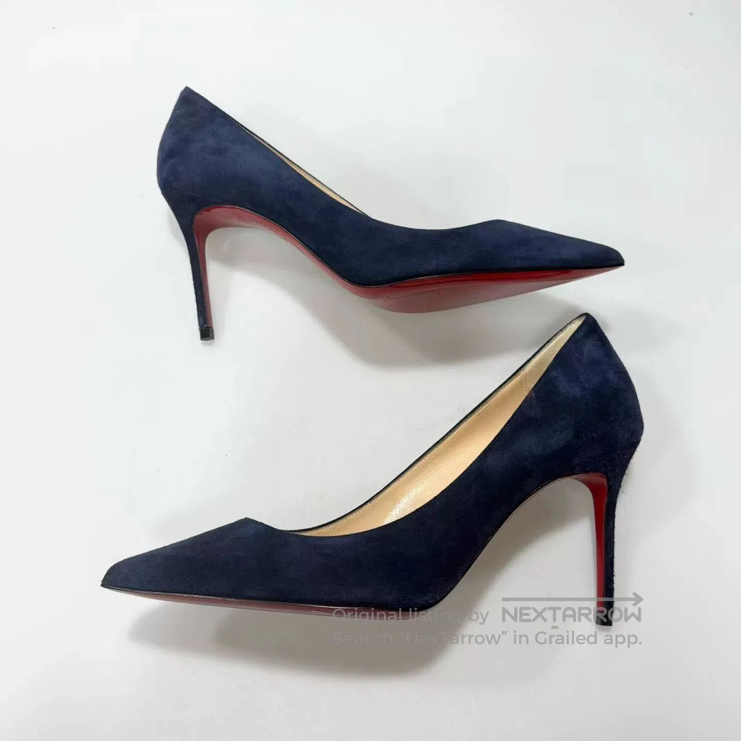 Christian Louboutin Christian Louboutin Blue Suede Heels. Size US 4.5 / IT 34.5 - 2 Thumbnail